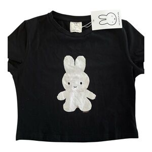Miffy Black Crop Top with Bunny Design